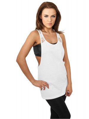 Дамски потник в бял цвят Urban Classics Ladies Flower Laces Loose Tank white 