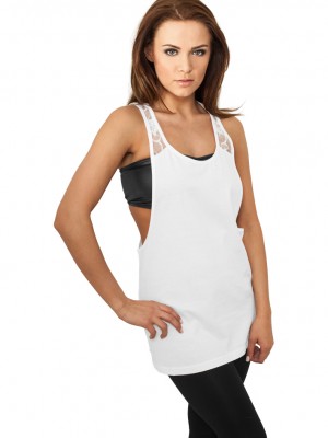 Дамски потник в бял цвят Urban Classics Ladies Flower Laces Loose Tank white 