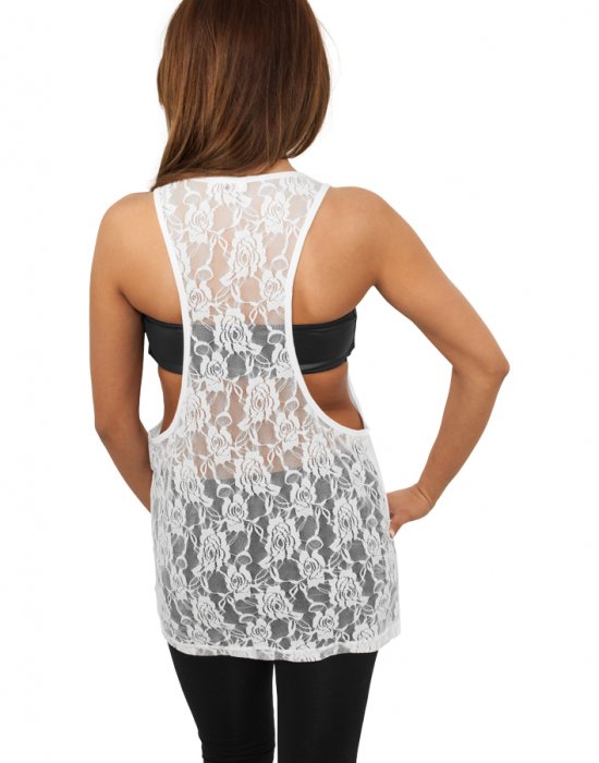 Дамски потник в бял цвят Urban Classics Ladies Flower Laces Loose Tank white, Urban Classics, Топове - Complex.bg