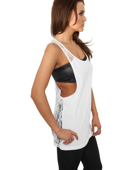 Дамски потник в бял цвят Urban Classics Ladies Flower Laces Loose Tank white, Urban Classics, Топове - Complex.bg