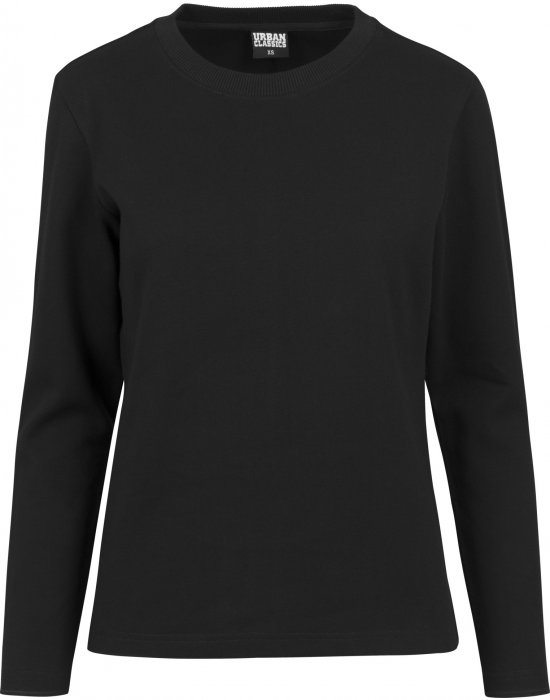 Дамска блуза в черен цвят Urban Classics Ladies Athletic Interlock Crewneck black, Urban Classics, Блузи - Complex.bg