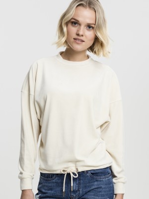 Дамска кадифена блуза в пясъчен цвят Urban Classics Ladies Oversized Velvet Crew sand  Дамска кадифена блуза в пясъчен цвят Urban Classics Ladies Oversized Velvet Crew sand