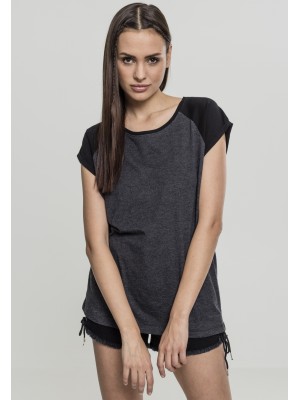 Дамска тениска с реглан ръкави в тъмносиво и черно Urban Classics Ladies Contrast Raglan Tee charcoal/black 