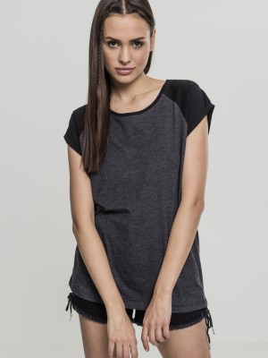 Дамска тениска с реглан ръкави в тъмносиво и черно Urban Classics Ladies Contrast Raglan Tee charcoal/black 