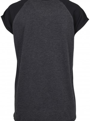 Дамска тениска с реглан ръкави в тъмносиво и черно Urban Classics Ladies Contrast Raglan Tee charcoal/black 
