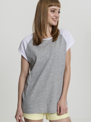 Дамска тениска с реглан ръкави в сиво и бяло Urban Classics Ladies Contrast Raglan Tee grey/white 
