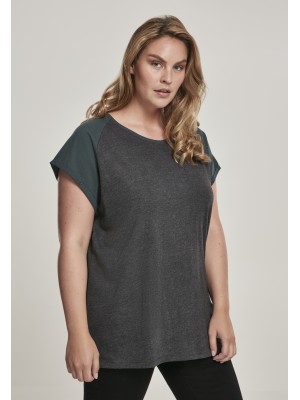 Дамска тениска с реглан ръкави в тъмносиво и тъмнозелено Urban Classics Ladies Contrast Raglan Tee charcoal/bottlegreen 