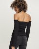 Дамска блуза в черен цвят с голи рамене Urban Classics Ladies Cold Shoulder Smoke L/S black, Urban Classics, Блузи - Complex.bg