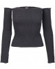 Дамска блуза в черен цвят с голи рамене Urban Classics Ladies Cold Shoulder Smoke L/S black, Urban Classics, Блузи - Complex.bg