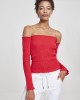 Дамска блуза с голи рамене в червен цвят Urban Classics Ladies Cold Shoulder Smoke L/S fire red, Urban Classics, Блузи - Complex.bg