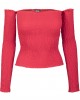 Дамска блуза с голи рамене в червен цвят Urban Classics Ladies Cold Shoulder Smoke L/S fire red, Urban Classics, Блузи - Complex.bg