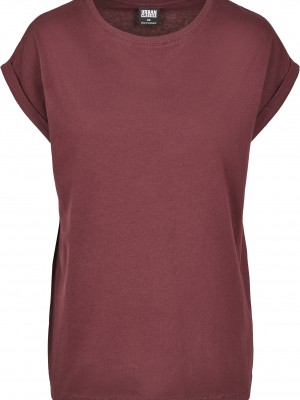 Дамска тениска в тъмночервен цвят Urban Classics Ladies Extended Shoulder Tee redwine 