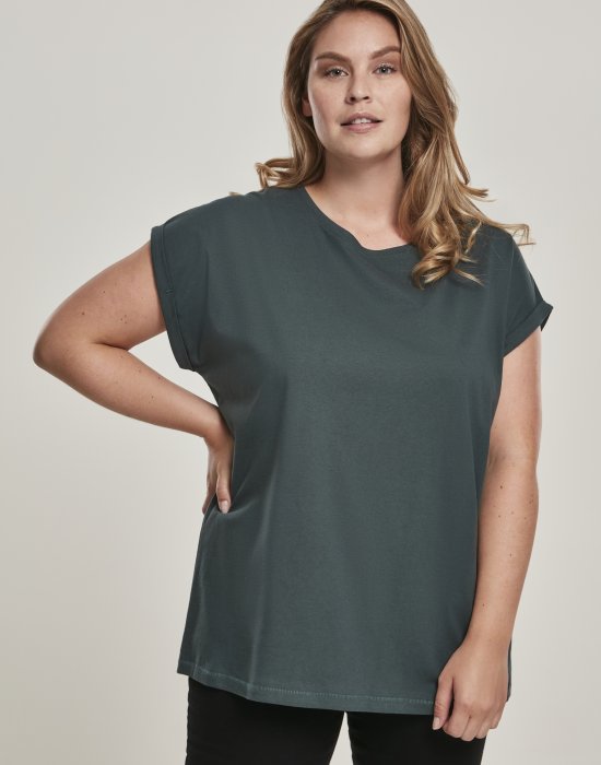 Дамска тениска в тъмнозелен цвят Urban Classics Ladies Extended Shoulder Tee bottlegreen, Urban Classics, Тениски - Complex.bg