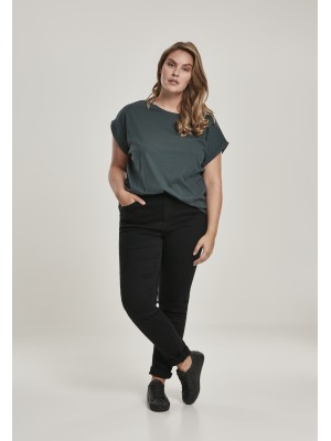 Дамска тениска в тъмнозелен цвят Urban Classics Ladies Extended Shoulder Tee bottlegreen 