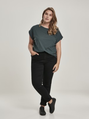 Дамска тениска в тъмнозелен цвят Urban Classics Ladies Extended Shoulder Tee bottlegreen 