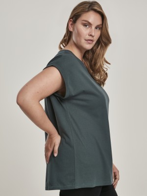 Дамска тениска в тъмнозелен цвят Urban Classics Ladies Extended Shoulder Tee bottlegreen 