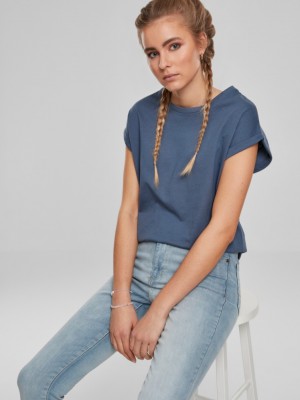 Дамска тениска в син цвят Urban Classics Ladies Extended Shoulder Tee vintageblue 