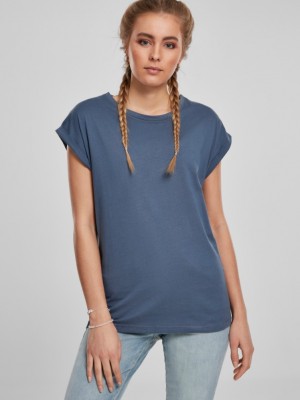 Дамска тениска в син цвят Urban Classics Ladies Extended Shoulder Tee vintageblue 