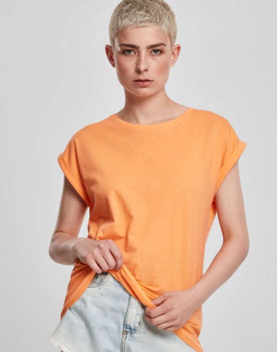 Дамска тениска в оранжев цвят Urban Classics Ladies Extended Shoulder Tee papaya, Urban Classics, Тениски - Complex.bg