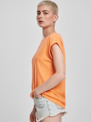 Дамска тениска в оранжев цвят Urban Classics Ladies Extended Shoulder Tee papaya 