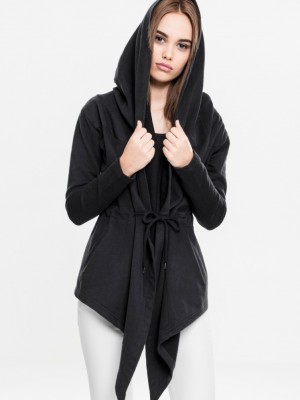 Дамска жилетка с качулка в черен цвят Urban Classics  Ladies Hooded Sweat Cardigan black 