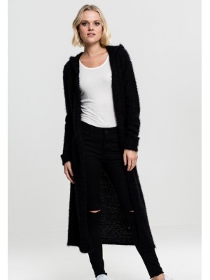 Дамска жилетка в черен цвят Urban Classics Ladies Hooded Feather Cardigan black 