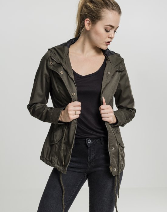 Дамска парка в масленозелен цвят Urban Classics Ladies Basic Cotton Parka olive, Urban Classics, Якета - Complex.bg