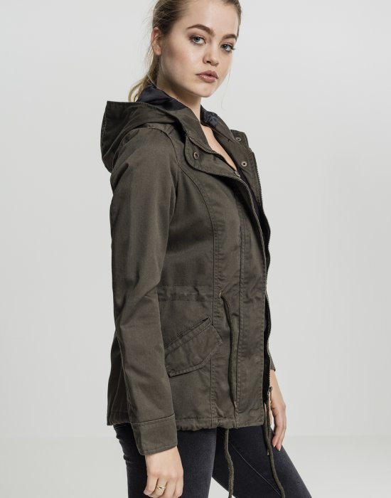 Дамска парка в масленозелен цвят Urban Classics Ladies Basic Cotton Parka olive, Urban Classics, Якета - Complex.bg