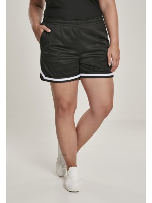 Дамски мрежести BIG SIZE къси панталони в черен цвят Urban Classics Ladies Stripes Mesh Hot Pants 