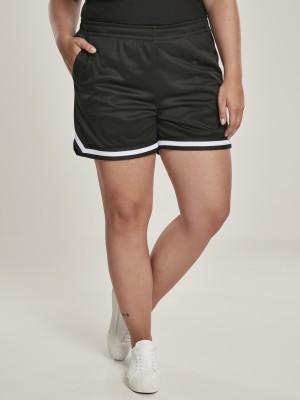 Дамски мрежести BIG SIZE къси панталони в черен цвят Urban Classics Ladies Stripes Mesh Hot Pants 