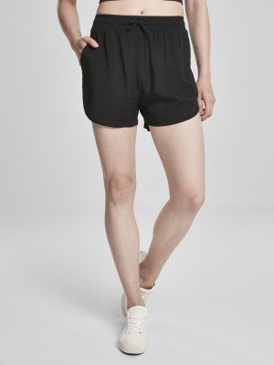 Дамски къси панталони от вискоза в черен цвят Urban Classics Ladies Viscose Resort Shorts black 