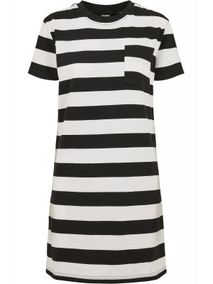 Дамска рокля в черно и бяло Urban Classics Ladies Stripe Boxy Tee Dress 