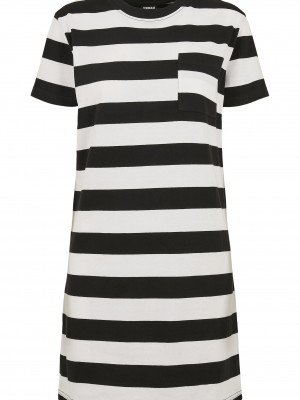 Дамска рокля в черно и бяло Urban Classics Ladies Stripe Boxy Tee Dress 