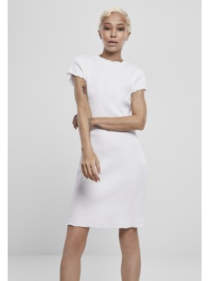 Дамска рокля в бяло Urban Classics Ladies Rib Tee Dress