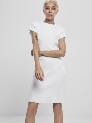 Дамска рокля в бяло Urban Classics Ladies Rib Tee Dress