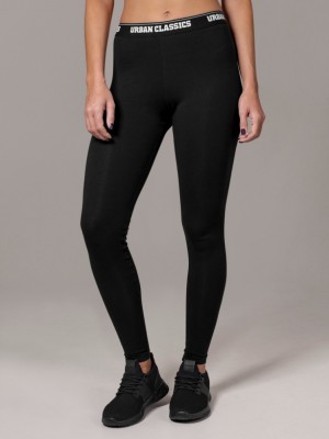 Дамски клин в черен цвят Urban Classics Ladies Logo Leggings black  Дамски клин в черен цвят Urban Classics Ladies Logo Leggings black