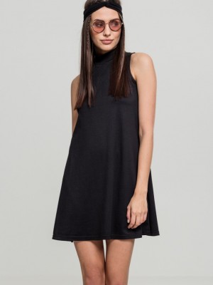 Дамска мини рокля в черен цвят Urban Classics Ladies A-Line Turtleneck Dress black 