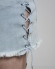 Дамска дънкова пола с връзки в син цвят Urban Classics Ladies Denim Lace Up Skirt blue bleached, Urban Classics, Рокли - Complex.bg