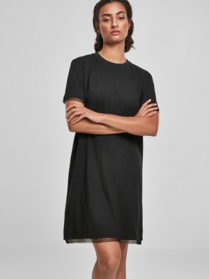 Дамска рокля с дантелени акцени  Urban Classics Ladies Boxy Lace Hem Tee Dress black 