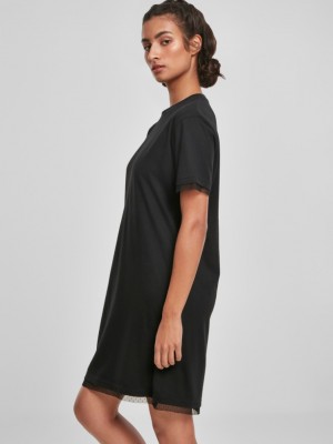 Дамска рокля с дантелени акцени  Urban Classics Ladies Boxy Lace Hem Tee Dress black 