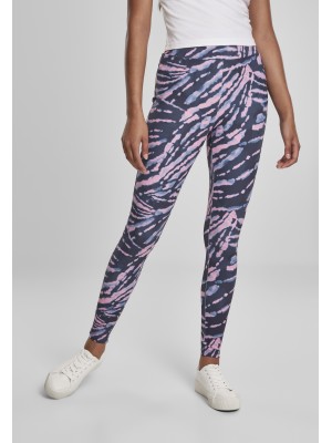 Дамски клин Urban Classics Ladies High Waist Tie Dye Leggings darkshadow/pink 