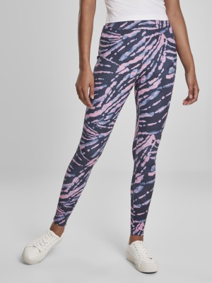 Дамски клин Urban Classics Ladies High Waist Tie Dye Leggings darkshadow/pink 