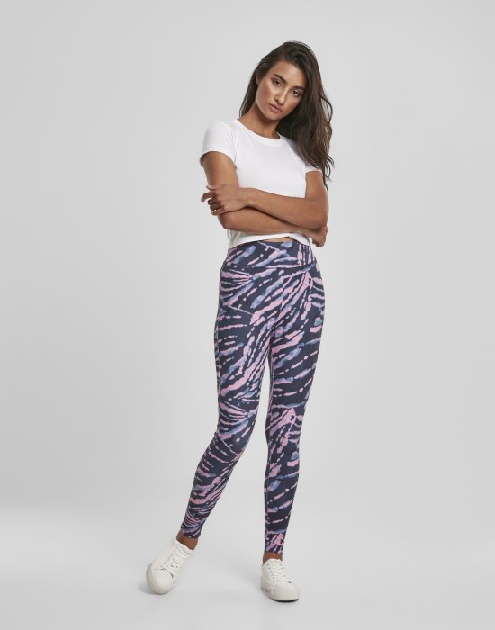 Дамски клин Urban Classics Ladies High Waist Tie Dye Leggings darkshadow/pink, Urban Classics, Клинове - Complex.bg