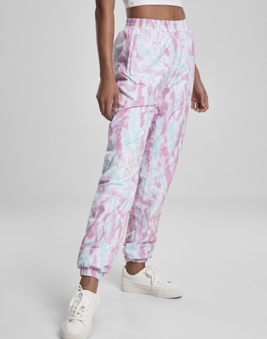 Дамски спортни панталони в розово и синьо Urban Classics Ladies Tie Dye Track Pants, Urban Classics, Панталони - Complex.bg