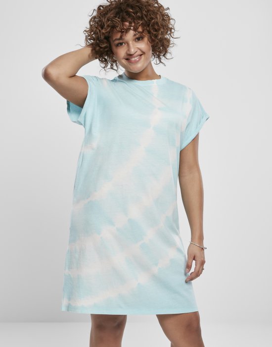 Дамска рокля в светлосин цвят Urban Classics Ladies Tie Dye Dress aquablue, Urban Classics, Рокли - Complex.bg