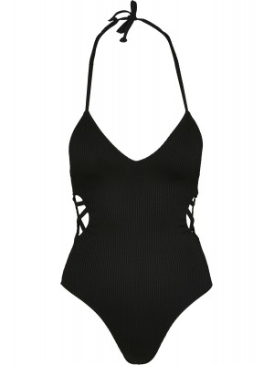 Цял бански в черно Urban Classics Ladies Rib Swimsuit 