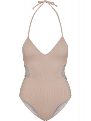 Цял бански в  розово Urban Classics Ladies Rib Swimsuit 