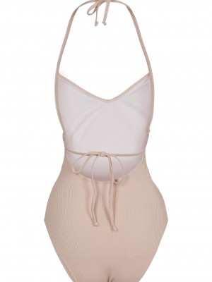 Цял бански в  розово Urban Classics Ladies Rib Swimsuit 