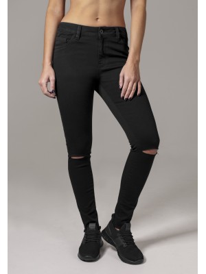 Дамски панталон в черен цвят Urban Classics Ladies Cut Knee Pants black 