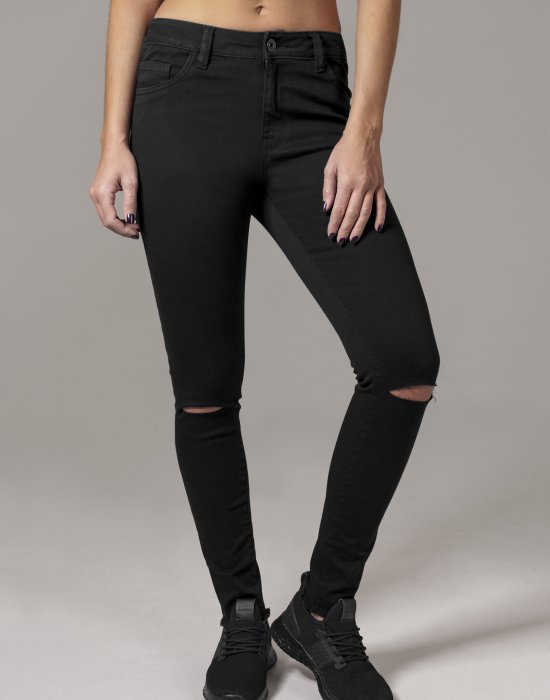 Дамски панталон в черен цвят Urban Classics Ladies Cut Knee Pants black, Urban Classics, Панталони - Complex.bg